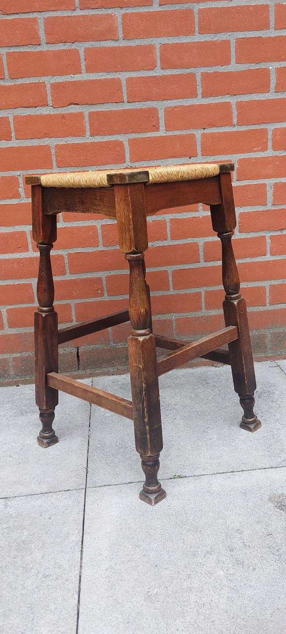 Vintage barkrukken (3 stuks) met rieten zitting