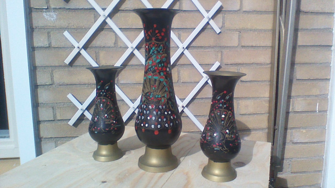Te Koop 3 koperen vazen