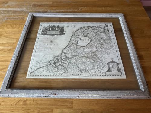 Decoratieve Historische Landkaart in Brocante Lijst – Unieke Zoldervondst!