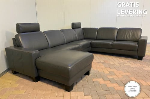GRATIS LEVERING HEEL NL Mooi Echt Leer Zwart U-Bankstel