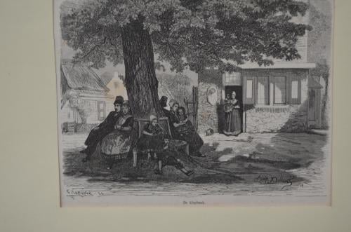 Kleine ets getiteld 'de Klapbank' Laplante ca. 1870