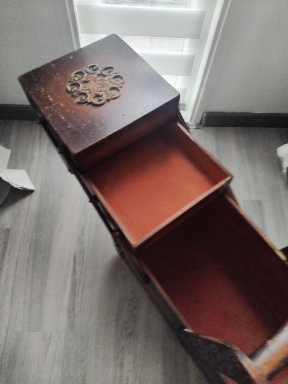 Antieke Harmonica Naaikist Hout