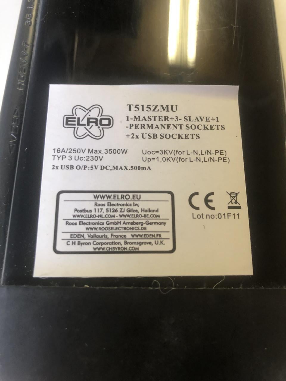 ELRO stekkerdoos 5 voudig met usb
