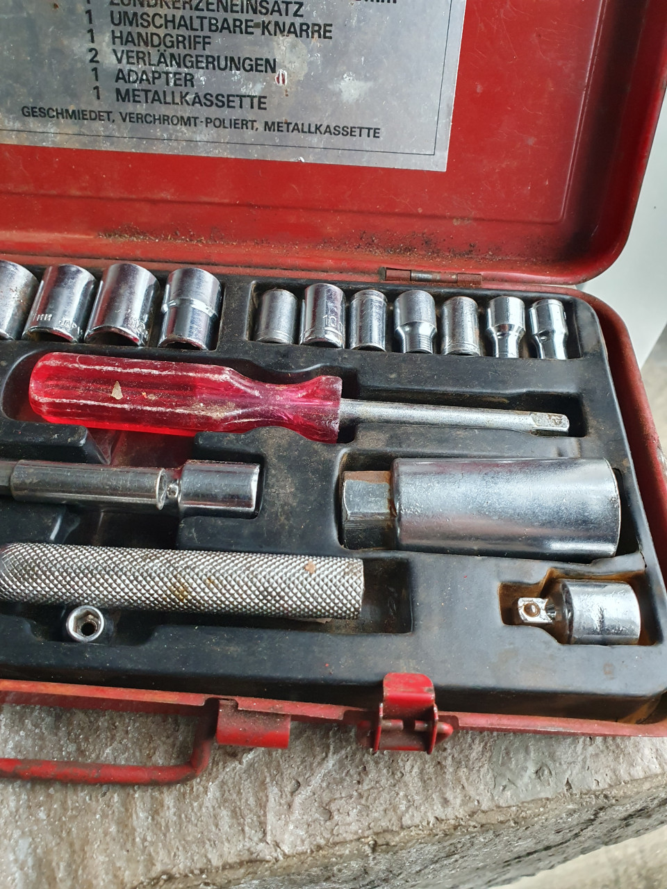 Mooi 21 delig dopsleutelset duitse kwaliteit in metalen kist...