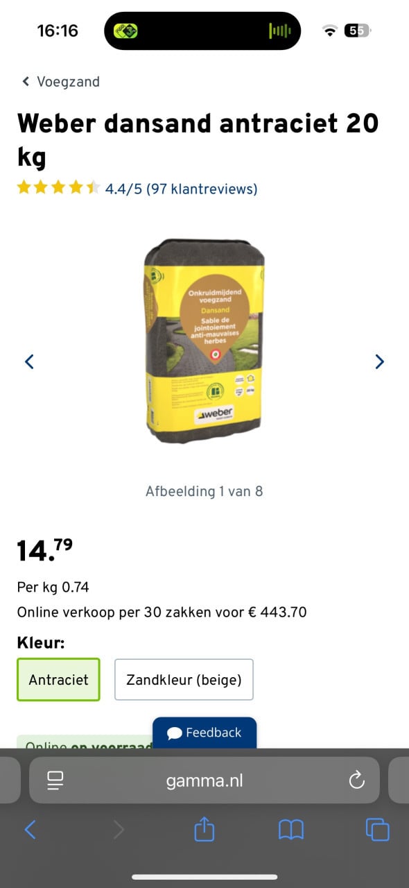 Dansand onkruidmijdend voeg zand antraciet