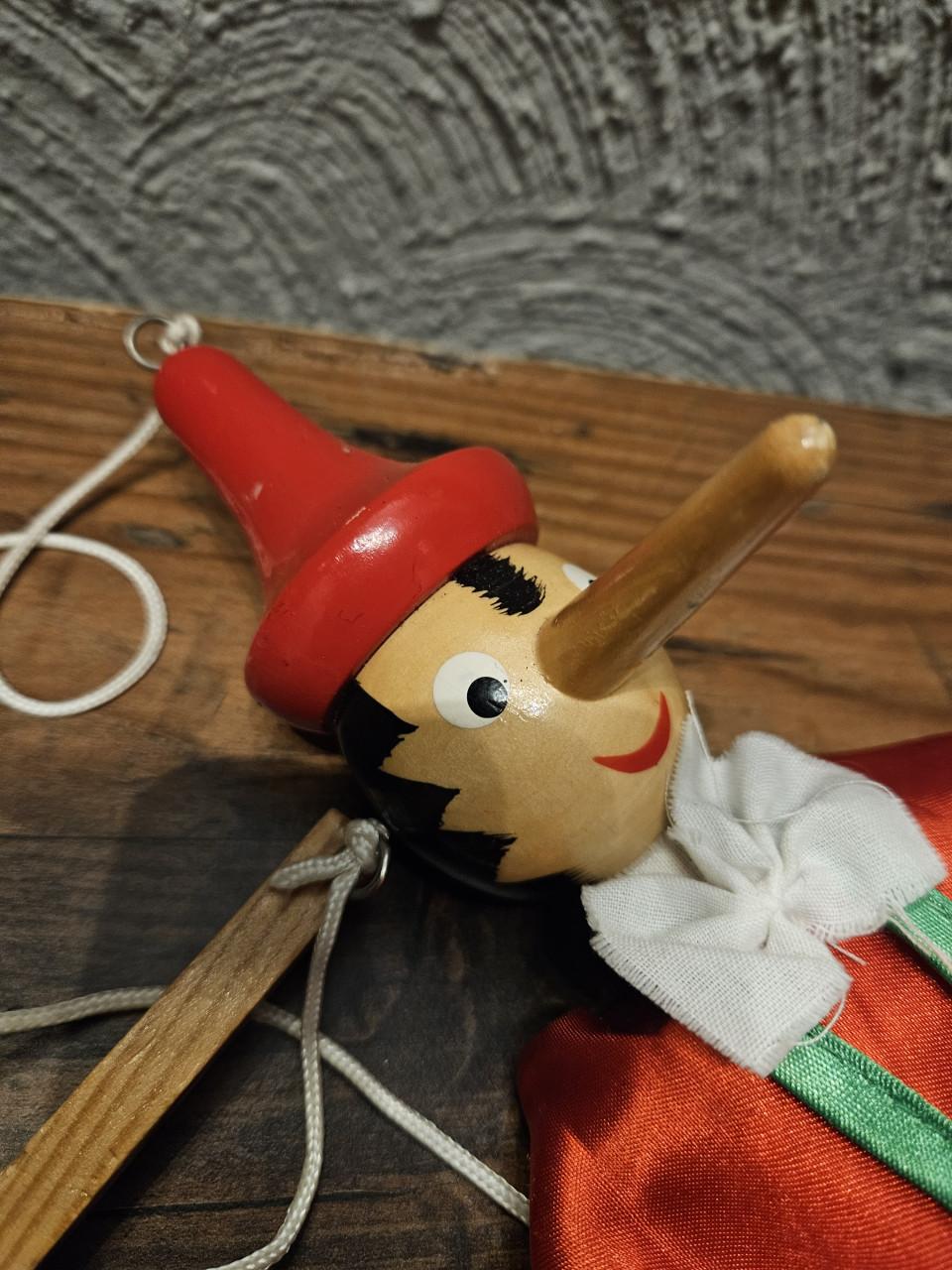 Vintage houten Pinokkio marionetpop - Handgemaakt