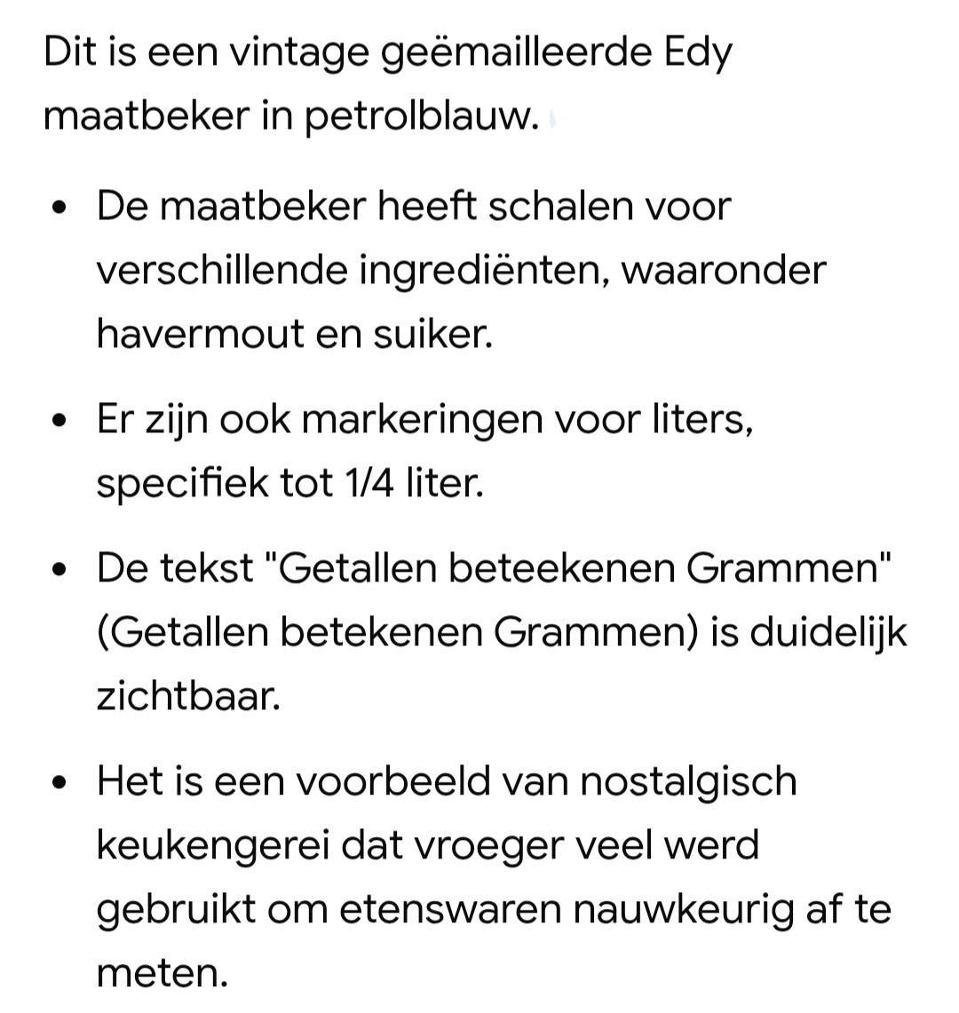 Emaille Vintage Edy maatbeker Petrolblauw