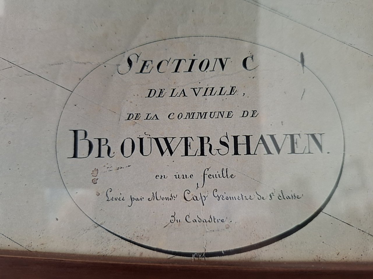 Brouwershaven Repro minuutplan Kadaster. Situatie ± 1812. Fraai ingelijst!