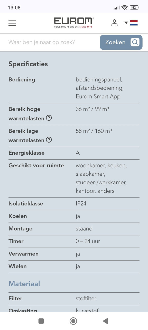 Mobiele airco, verwarmer, luchtontvochtiger