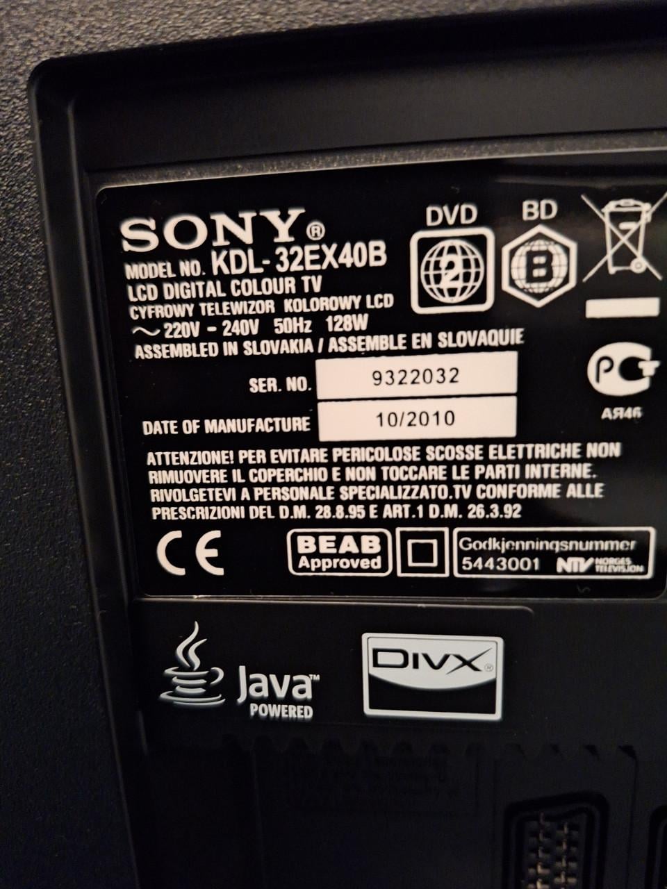 Sony Bravia tv met ingebouwde dvd speler