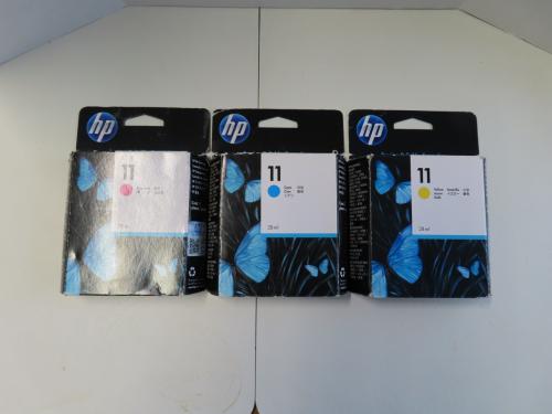 HP 11 cartridges rood, geel en blauw per stuk €.15,00