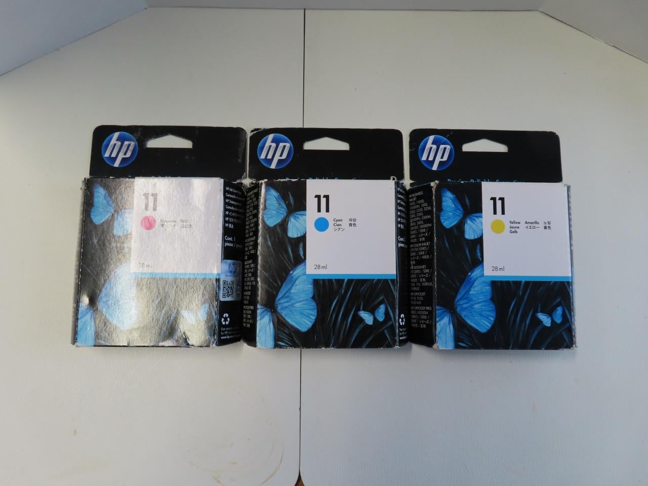 HP 11 cartridges rood, geel en blauw per stuk €.15,00
