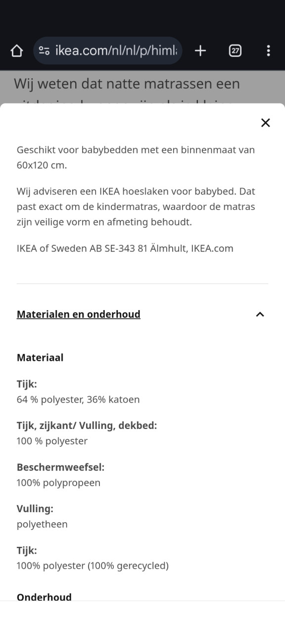 Ledikant matrasje