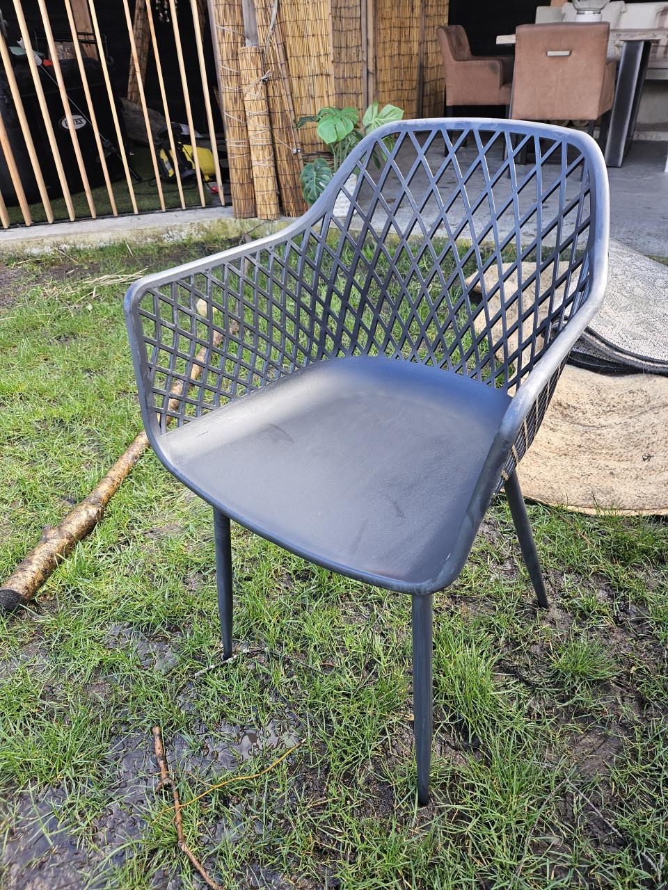 6 Donker grijze tuinstoelen webbing