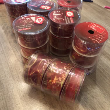 Decoratielint rood-goud (21 rollen)
