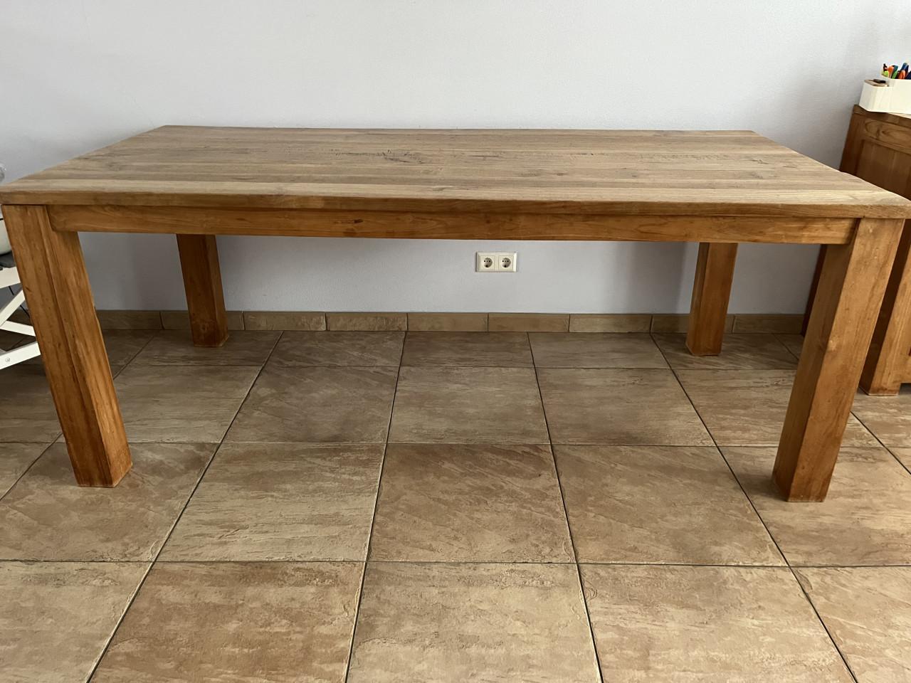 Massief teak houten eettafel 200x100