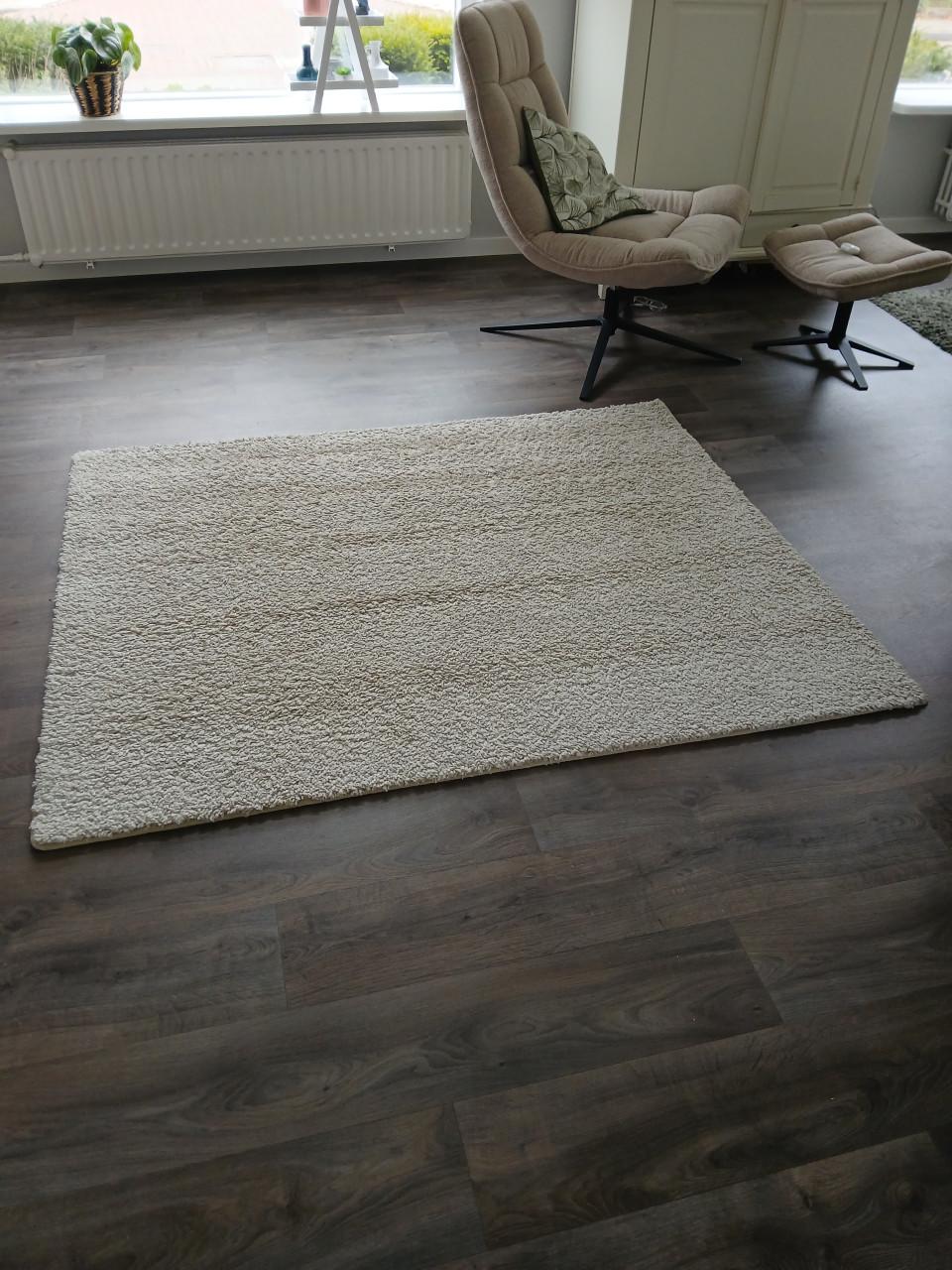 Zwaar, degelijk Crème wit vloerkleed hoogpolig 145cm x 180cm