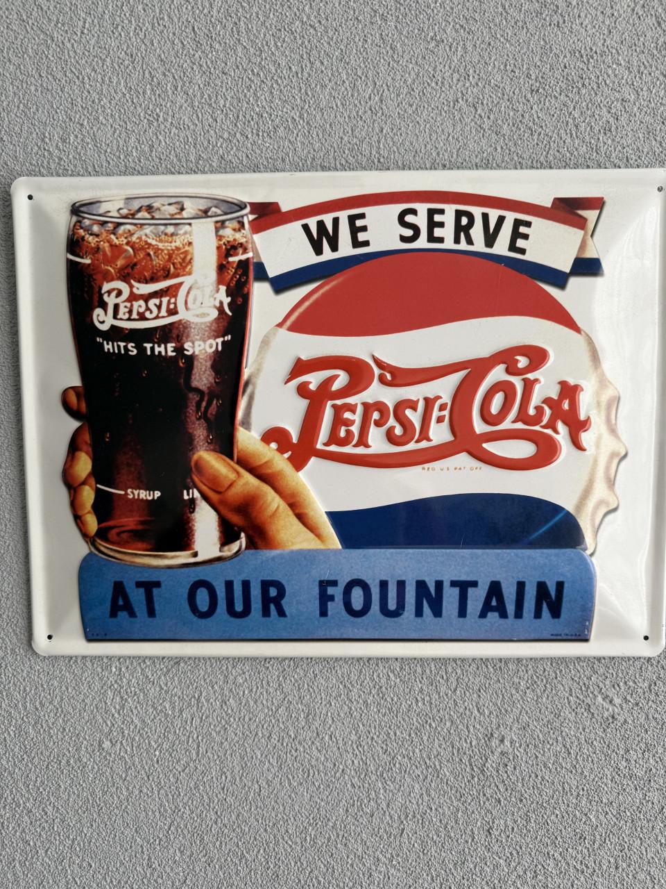 Pepsi Cola Retro Wandbord - H 29 x B 39 cm