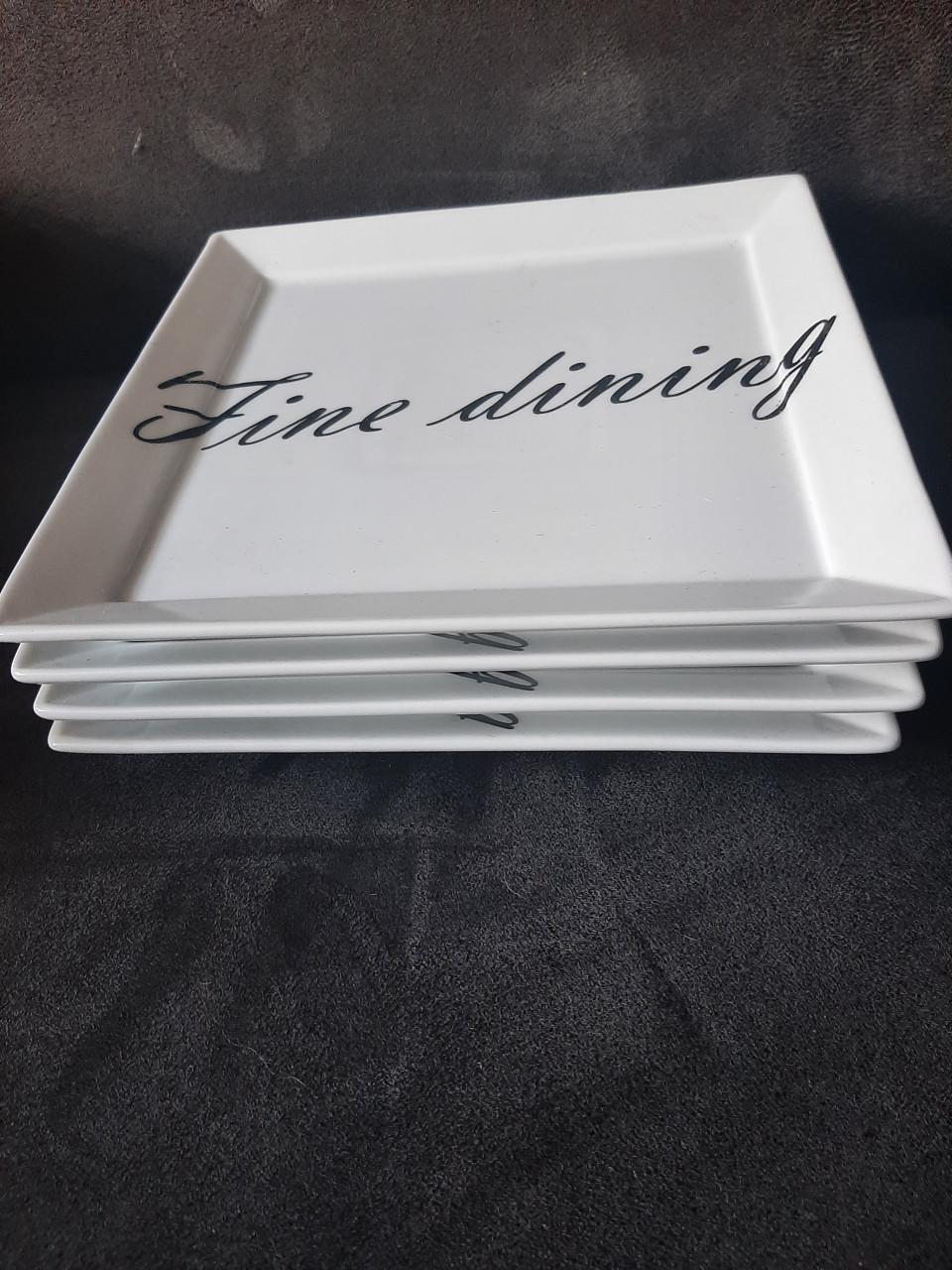 Vierkante dinner en dessert borden