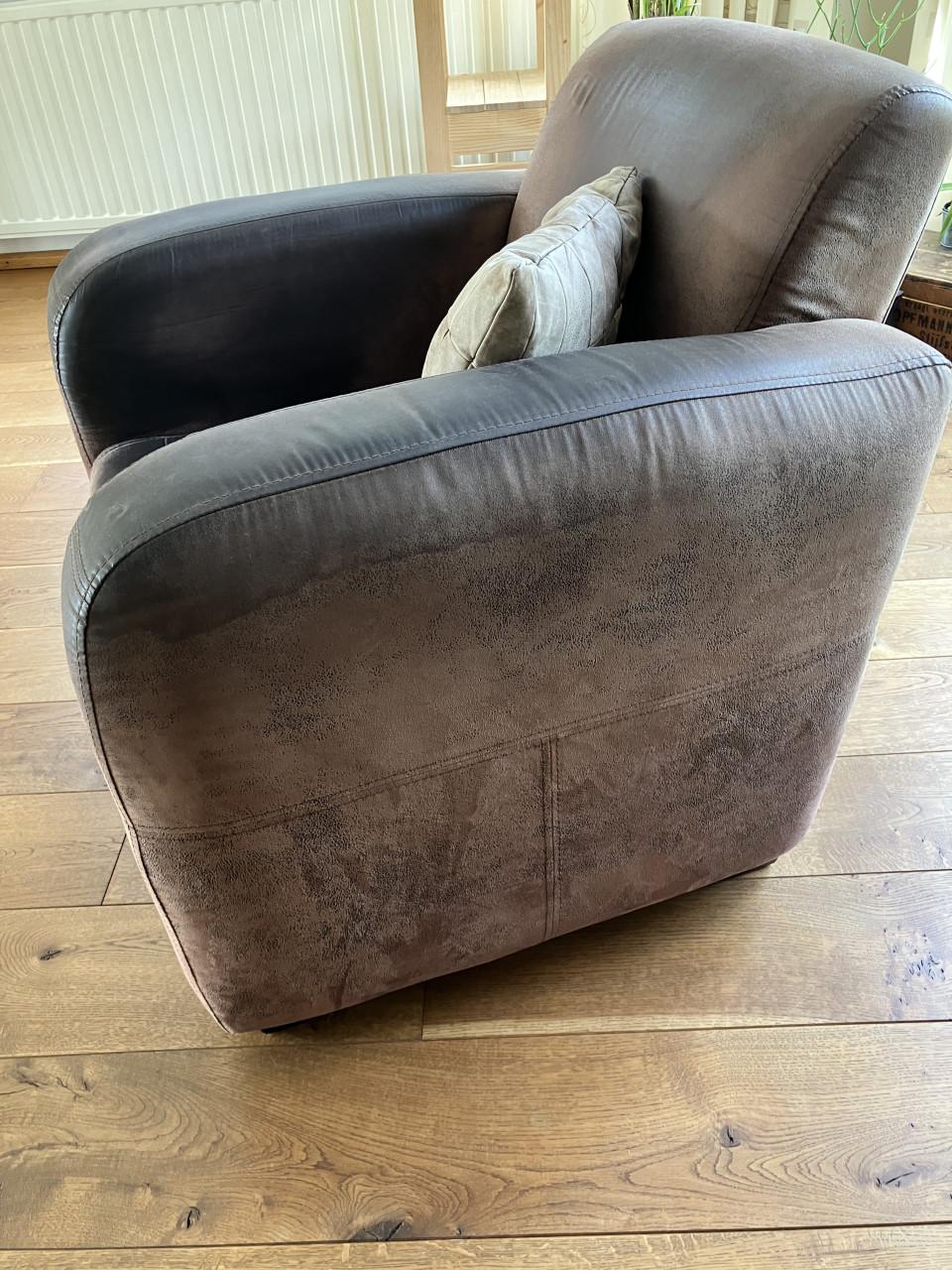 Leren fauteuil / loveseat cognac