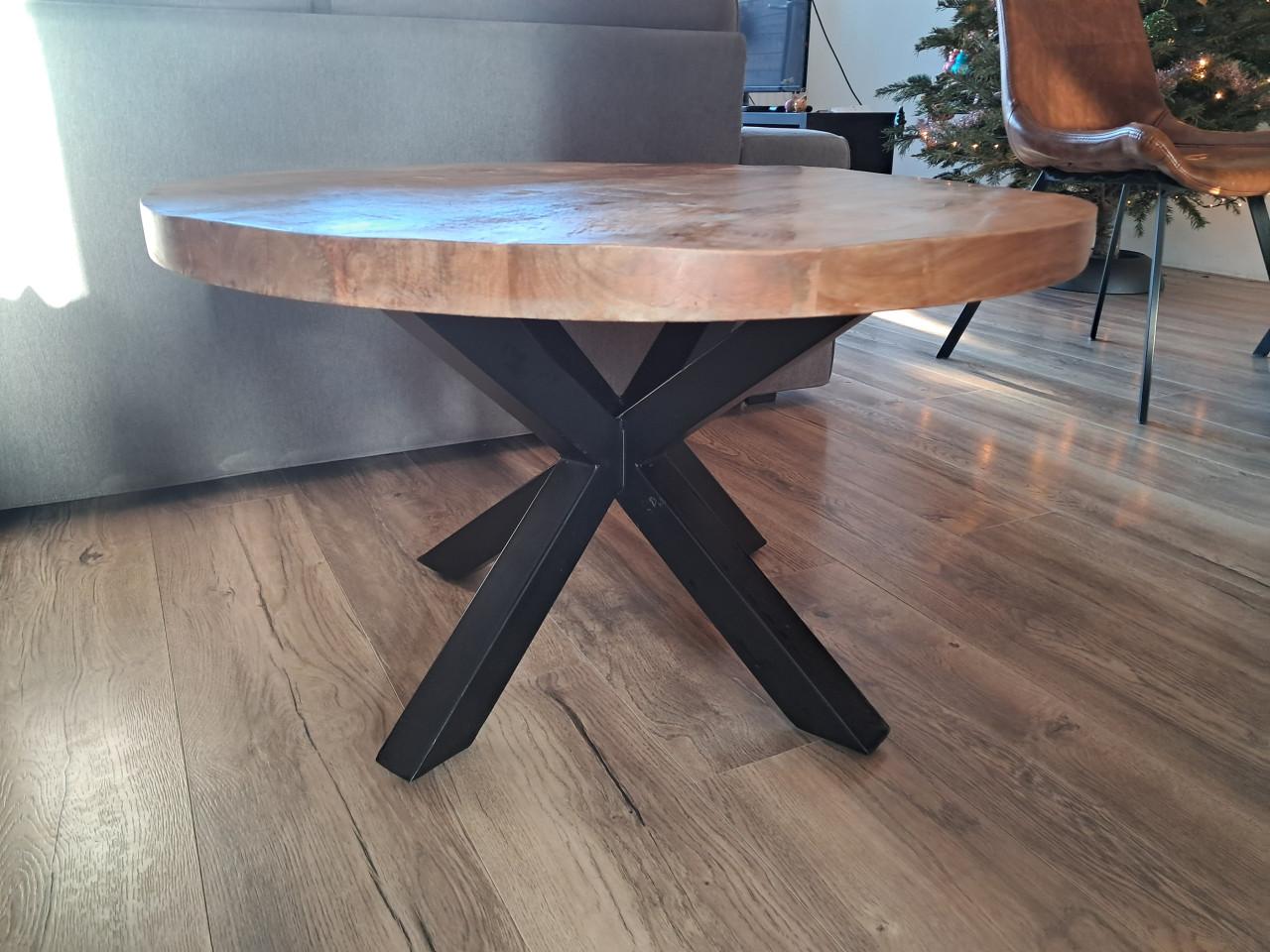 Set eettafel + salontafel mangohout