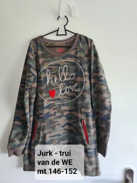 WE Jurk/trui camouflage 'hello love' mt 146-152