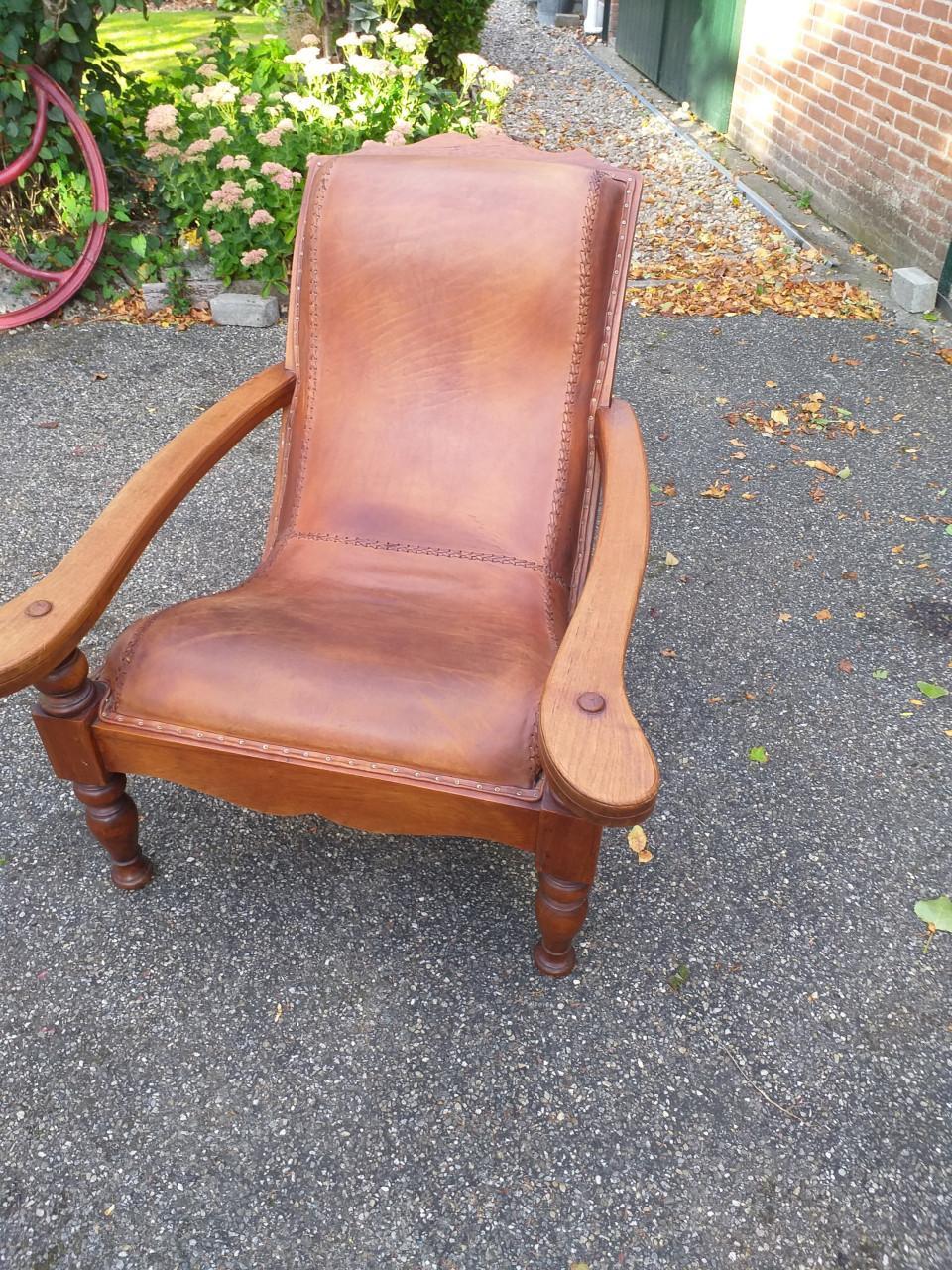 """"MOOI ANTIEKE LEREN STOEL IN PRIMA STAAT  ontwerp van een meubelmaker""