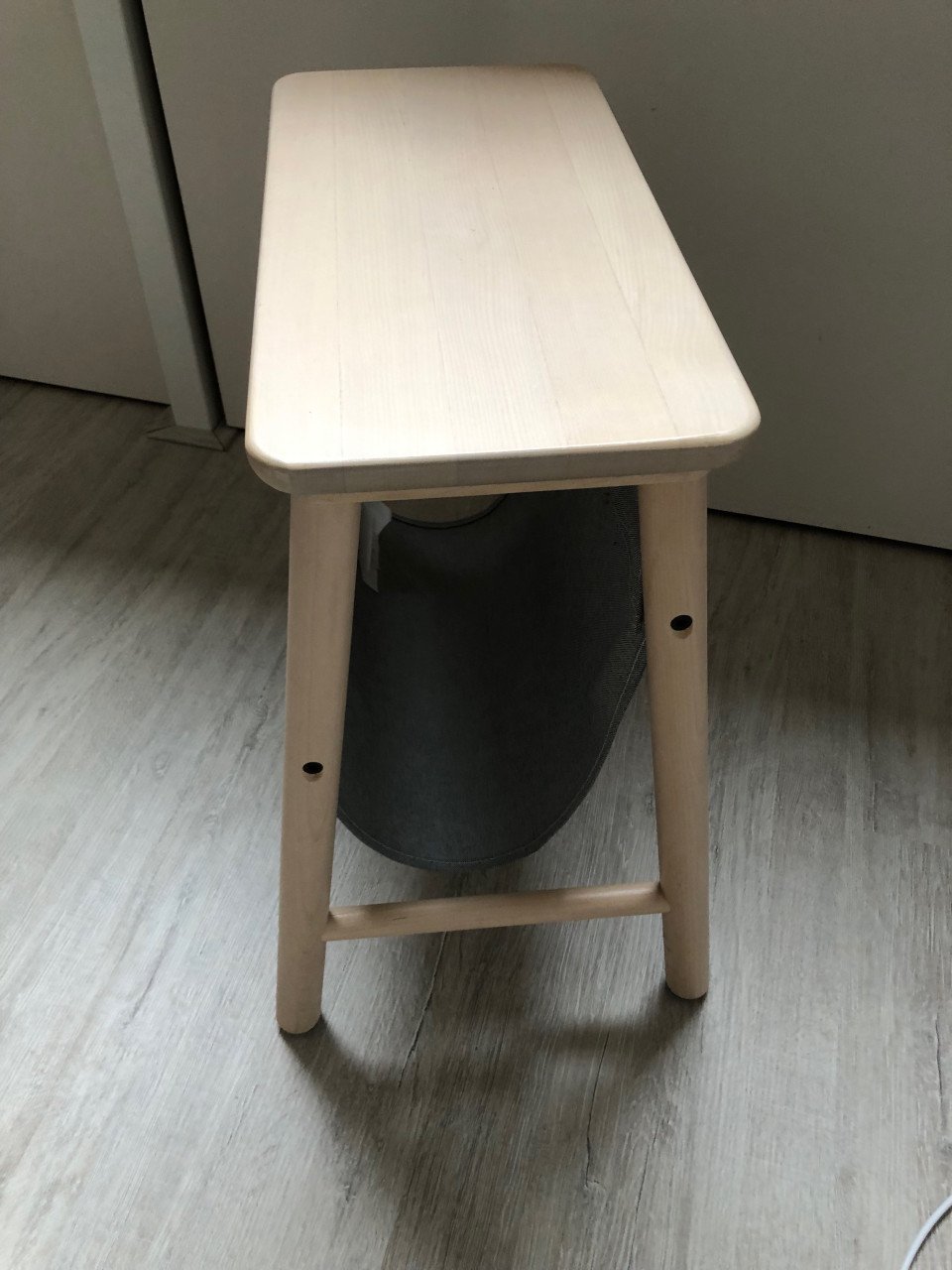 Ikea vilto opbergkrukje beuken met licht grijze stof