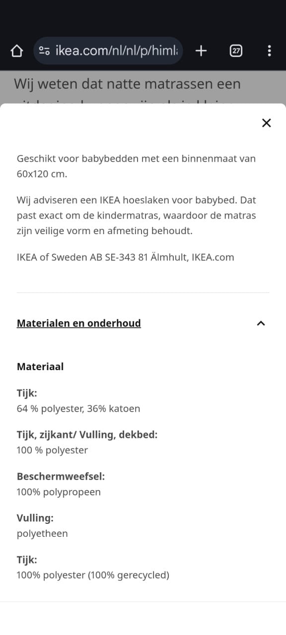 Ledikant matrasje