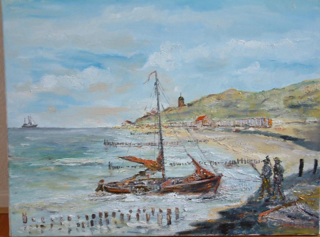 Abraham Caljouw  sr  Veere de molen nat in nat olie verf op doek