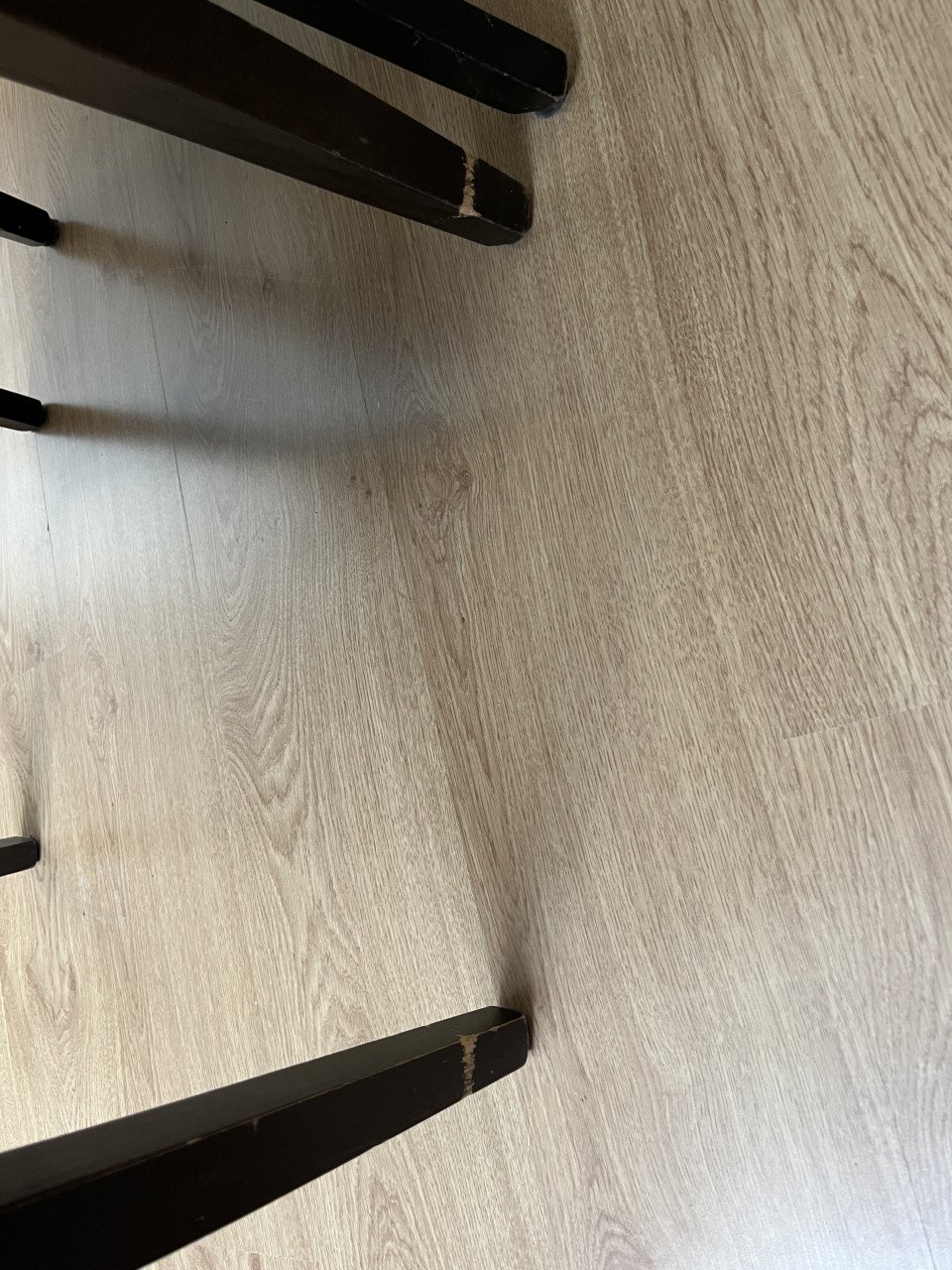 Twee bruine eetkamerstoelen, leer