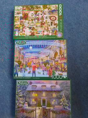 3 puzzel kerst  winter  , 1000 st per puzzel, o.a. Falcon