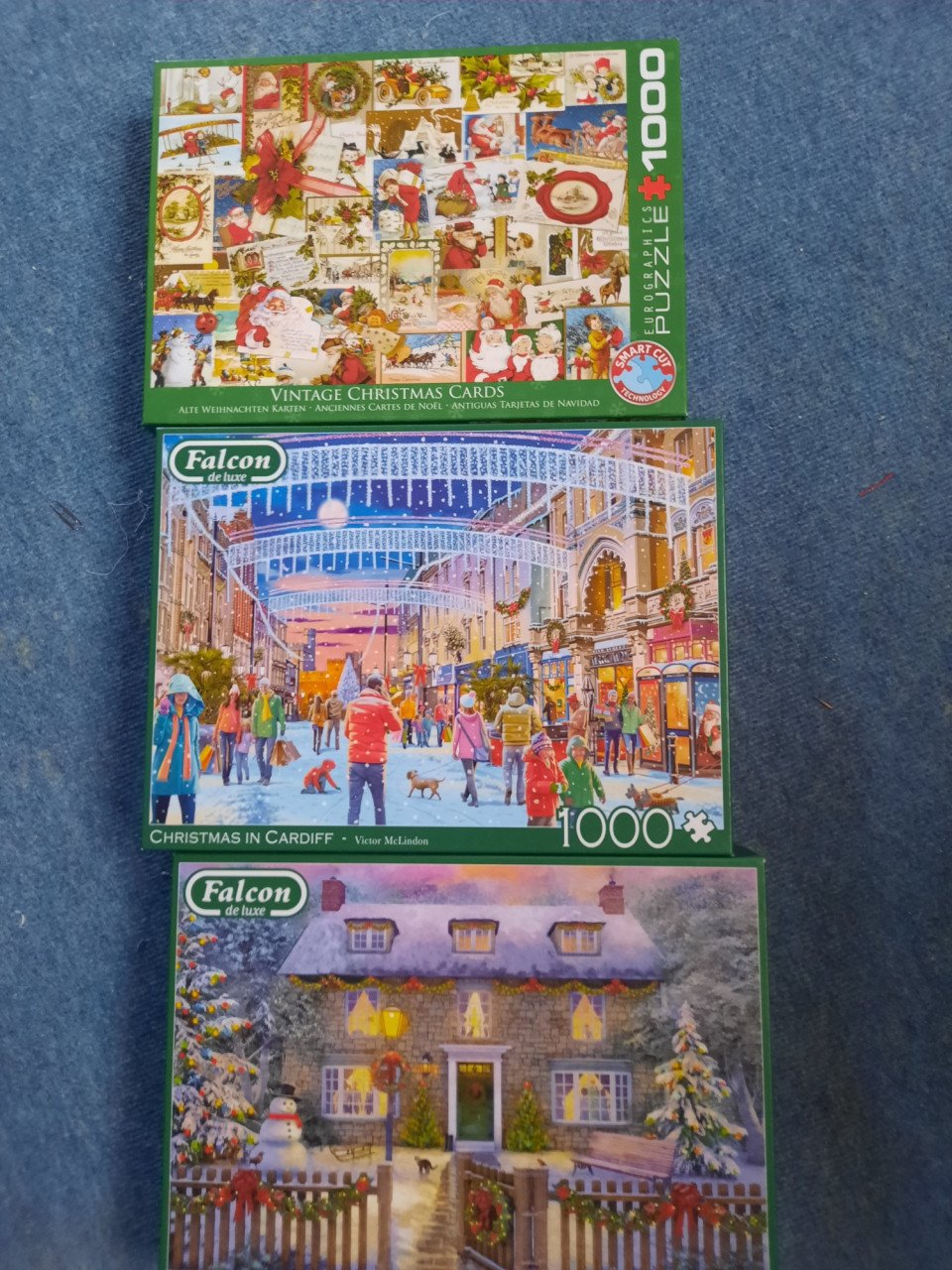 3 puzzel kerst  winter  , 1000 st per puzzel, o.a. Falcon
