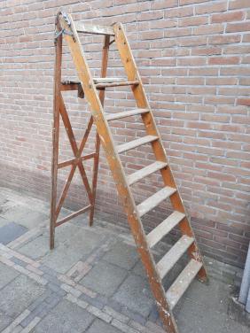 Mooie vintage houten schilderstrap trap ladder 180cm