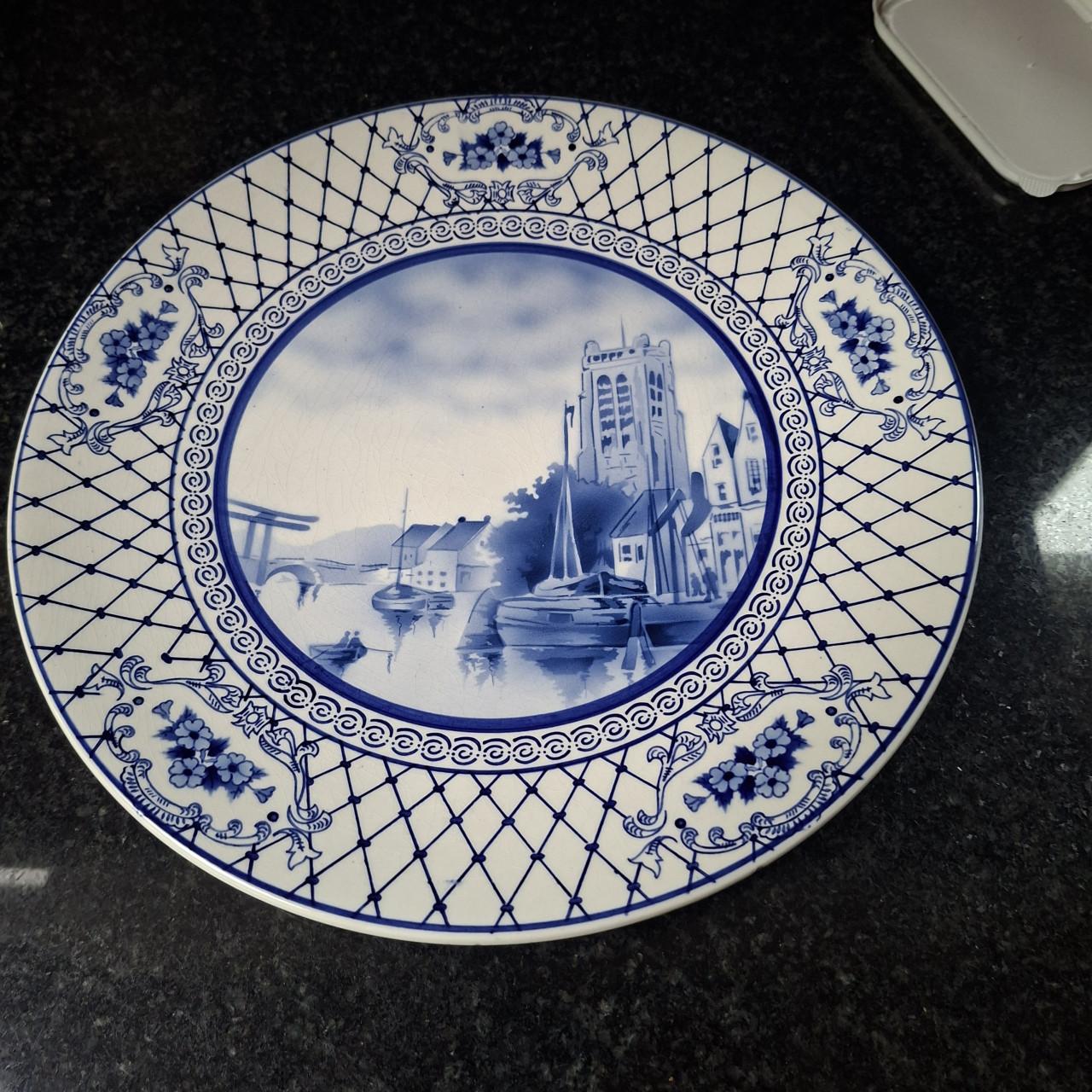 Delftsblauw wandbord ca 30cm diameter