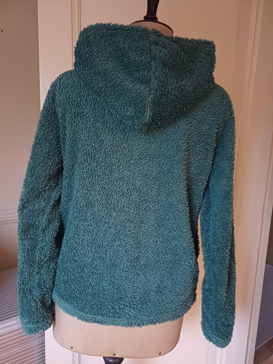 HEMA groen, fluffy vest met capuchon, maat S