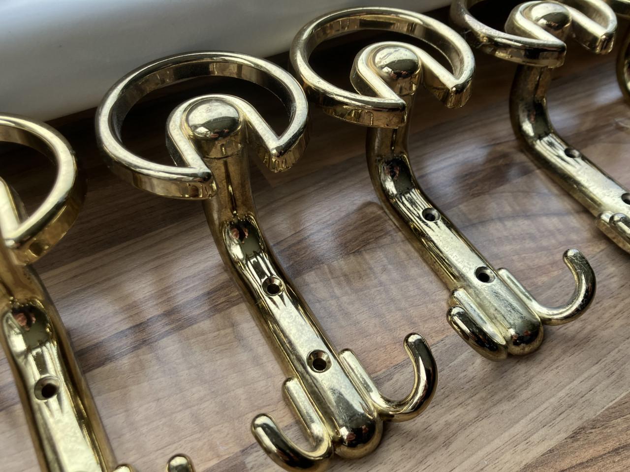 Vintage messing kapstokhaken 7st