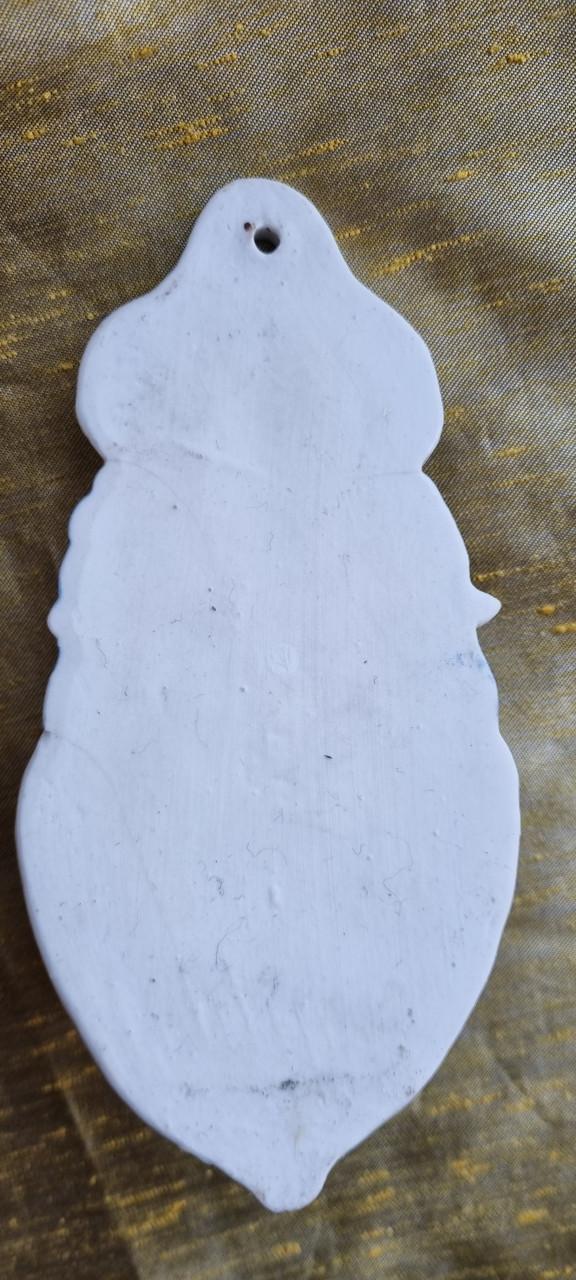 Wijwaterbakje antiek porselein met afbeelding Engel