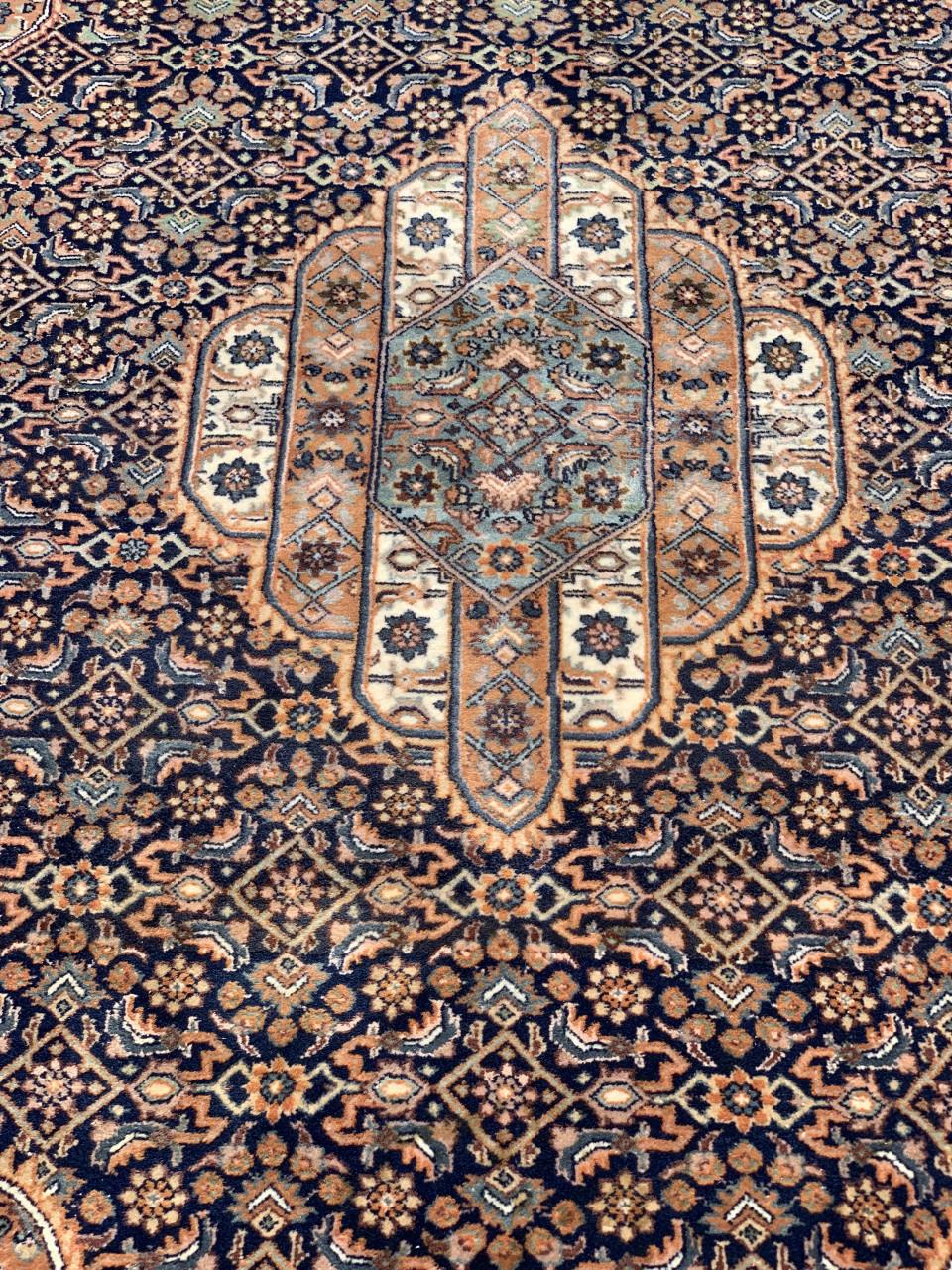 ✨Prachtig Sfeervol Blauw-Bruin Handgeknoopt Vintage Vloerkleed uit India ✨