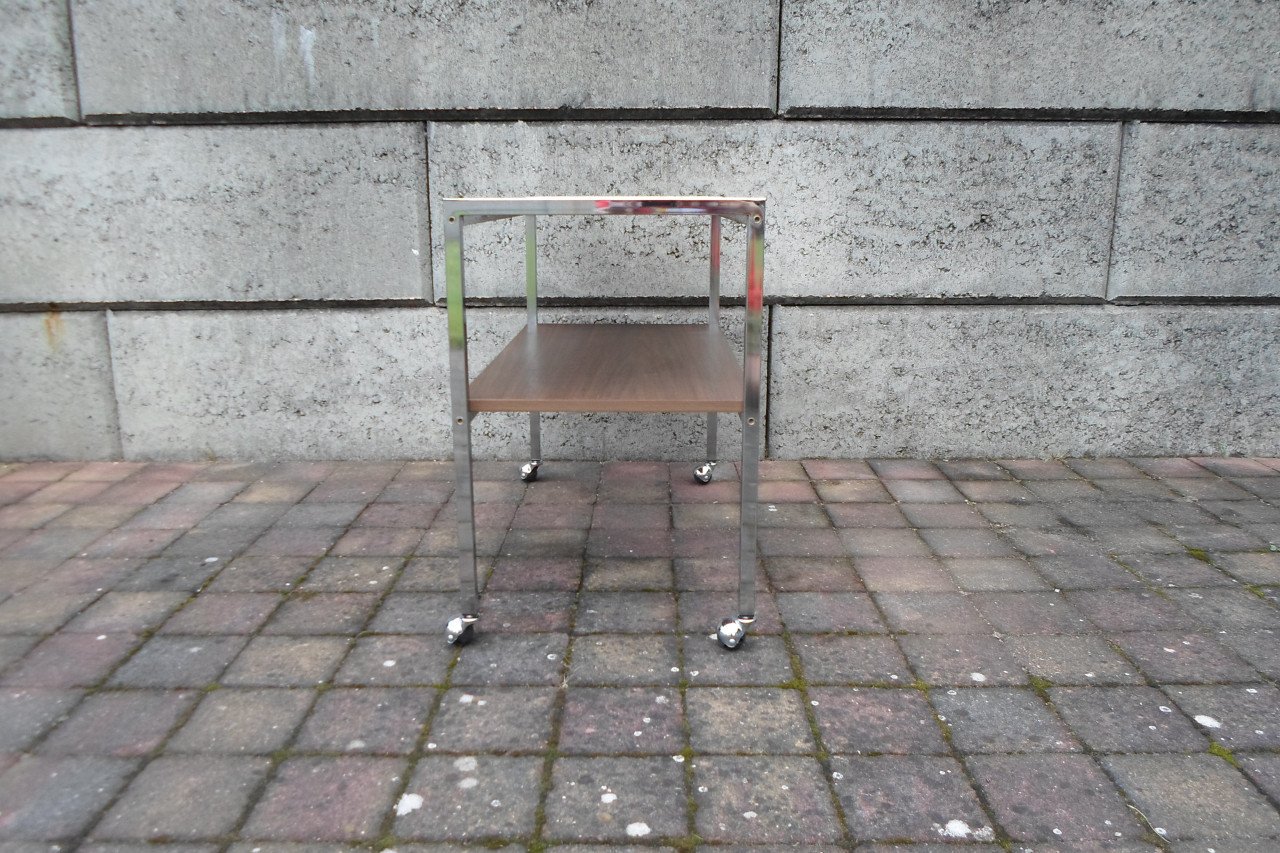 Vintage Trolley Hout Chroom