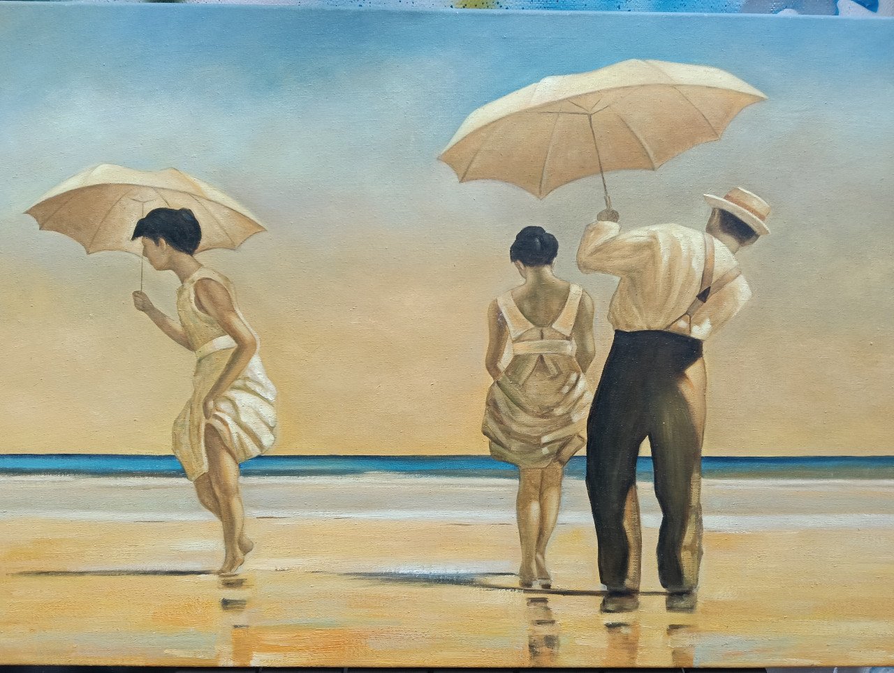 Fraai schilderij "Mad Dogs" van Jack Vettriano in zgstaat!