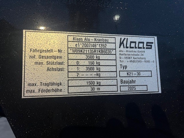 Te huur: Telescoop hoogwerker Klaas K21-30RS, hoogte 30m, reikweidte 17.5m