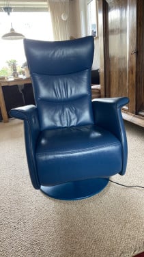 Relaxstoel, modern blauw leer