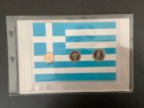 Griekenland , setje met 3 vergulde munten.