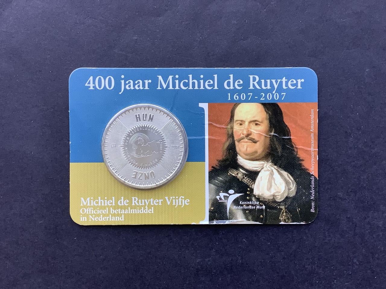 Coincard Het Michiel de Ruyter Vijfje 2007, zilver.