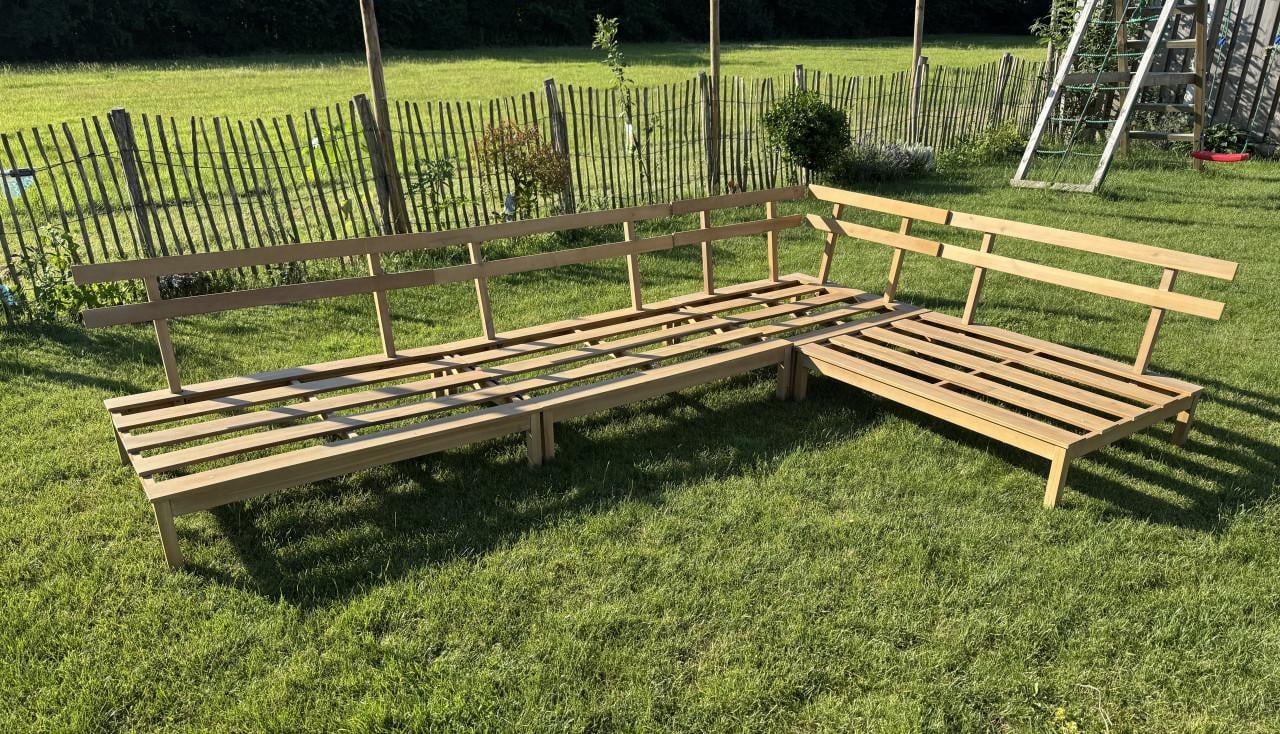Palletkussen loungebank incl. onderstellen (buiten)