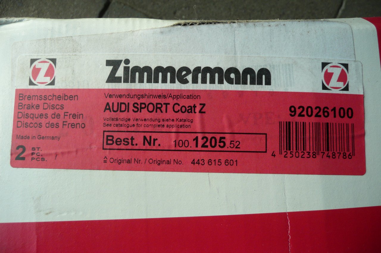 Set van 2 geperforeerde Zimmermann remschijven Audi 80/90/100