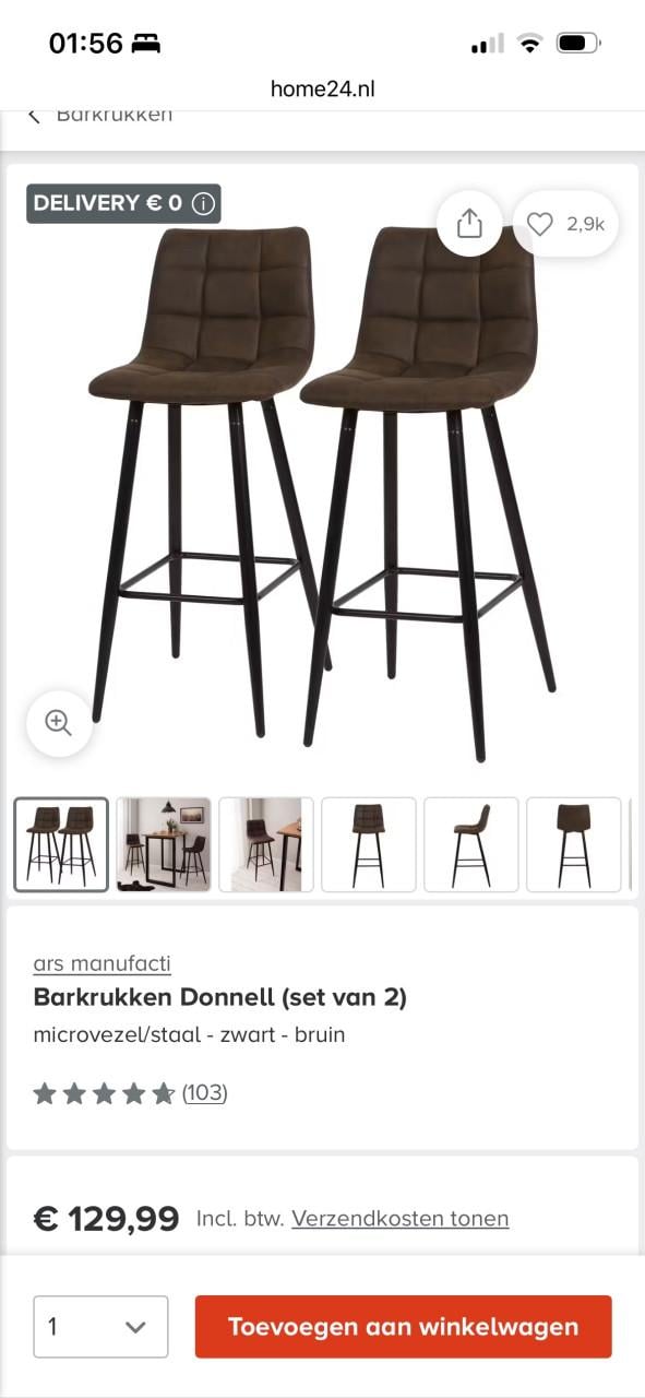 Bartafel met 2 stoelen + optioneel 2 gratis opklapbare barstoelen