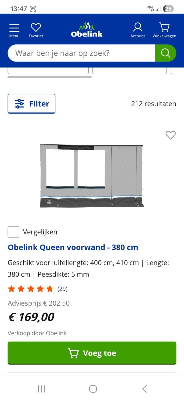 Voortent front voor camper