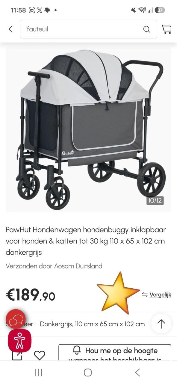 Nieuw‼️Pawhut Hondenbuggy tot 30kg